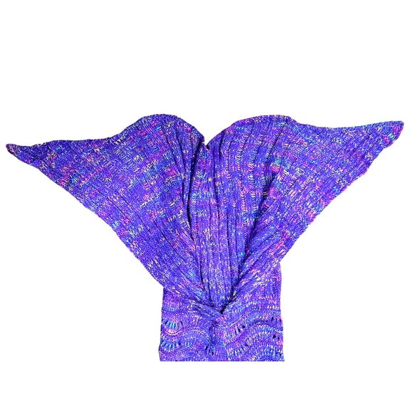CCC Knitted Mermaid Tail Blanket Kids Adults Purple Multicolor Crochet Gifting - Picture 4 of 7